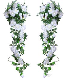 2M long Artificial Rose Vine Silk Flower Garland Hanging Baskets ivy rattan Home Outdoor Wedding Arch Garden Wall Decoration7609549