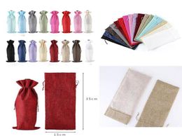 Burlap Wine Bottle Bags Champagne Wine Bottle Covers Gift Pouch Packaging Bag Wedding Party Festival Christmas Decor props 1535cm2758519