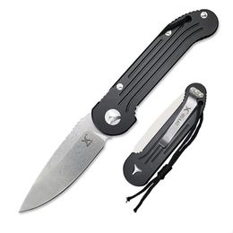 HUAAO 135 Outdoors AUTO Folding Knife 3.375" D2 Plain Blade, Black Aviation Aluminium Handles Tactical Survival Automatic Pocket Knife Camping Edc Tool BM 8551 9070 3300