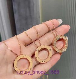 Car tires's Necklace for women and men online store Gold Plated Card Single Ring Big Cake 18K Rose Fashion Screw Set Diamond Pendant With Original Box Pan YJ