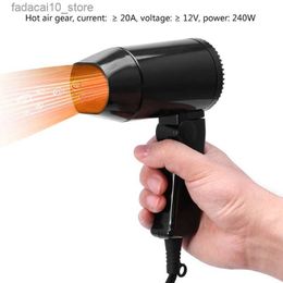 Hair Dryers Portable 12V Car-styling Hair Dryer Hot Cold Folding Blower Window Defroster Q240109