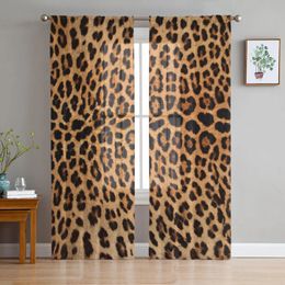 Leopard Print Sheer Curtains Modern Gauze Curtain for Living Room Bedroom Voile Yarn 240109
