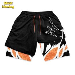 Men's Shorts Fox Print 2 in 1 Compression Shorts for Men Athletic Gym Shorts with Pockets 5 Inch Quick Dry Stretchy Training Fitness WorkoutL240104