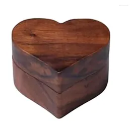 Jewellery Pouches Wooden Ring Box Heart Shaped Engagement Holder With Single Slot Elegant And Vintage Storage