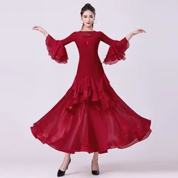 Stage Wear 2024 Sexy Modern Dance Dress National Standard Women Ballroom Dresses Waltz Performance Costumes