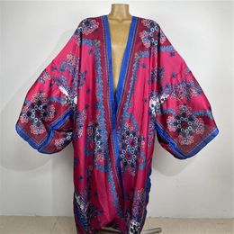 Women's Swimwear Africa Kimono Women Cardigan Fashion Kaftan Cocktail Sexy Boho Beach Cover Up African Holiday Long Sleeve Maxi Robe