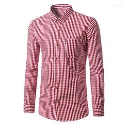 Men's Casual Shirts Minimalist Oversized Checkered Trendy Youth Fashion Long Sleeved Shirt