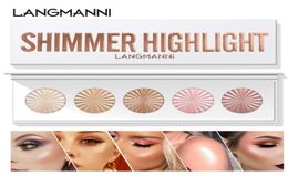 LANGMANNI 5 Colours Highlighter Palette Makeup Face Contour Powder Bronzer Make Up Blusher Professional Blush Palettes Cosmetics9519894