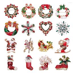 Brooches Christmas Brooch Pins For Women Men Rhinestone Crystal Jewelry Gifts ChristmasTree Santa Claus Jingle Bells Reindeer Broochs