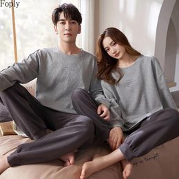 Pants 100% Cotton Couple Pamas Sets for Women Men Plus Size Sleepwear Comfortable Homewear Autumn Winter Leisure Loungewear Pijamas