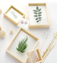 Nordic Style Dried Flower Leaves DIY Pressed Plant Picture Frames Double Side Glass Wooden Frame Home Decoration Wall Art 1PC1 9782460215