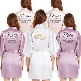 Jackets Personalized Bride Robe Satin Customized Bathrobe Satin Silk Bridal Bride Bridesmaid Kimono Robes Woman Bachelorette Preparewear