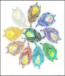 Other Arts And Arts Crafts Gifts Home Garden2038Mm Fashion Peacock Feathers Resin Flatback Leaf Shape Hand Sewing Gem Stones C4630312