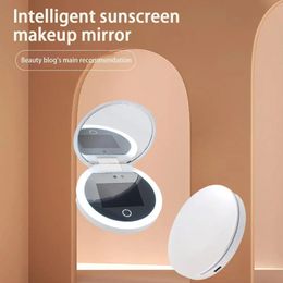 Smart UV Sunscreen Test Camera Makeup Mirror with LED Rechargeable Mirror Beauty Sunscreen Detection Makeup Removal Portable 240108