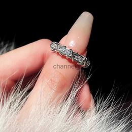 Cluster Rings Silvery Colour Opening Rings for Women Luxury Irregular Adjustable Finger Zircon Stainless Ring Fashion Trendy Wedding Jewellery YQ240109