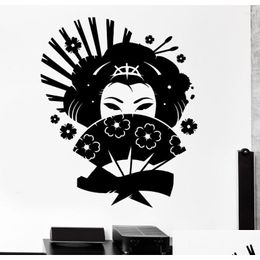 Wall Stickers Japanese Style Decals Geisha Japan Oriental Woman Fan Girl Living Room Interior Decor Art Mural La795 Drop Delivery Ho Dheis