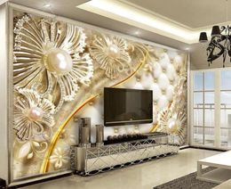 Custom Abstract Painting 3D Stereoscopic Diamond flower Modern 3D Wallpaper For Living room Decorative Paintings7266073