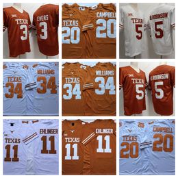 Texas Longhorns 10 Vince Young 34 Ricky Williams 20 Earl Campbell 5 Bijan Robinson 3 Quinn Ewers 11 Sam Ehlinger Football mens Jerseys sugar 150th patch