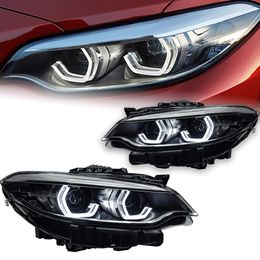 Auto Parts For BMW F22 2 Series Headlights LCI Angel eye Styling LED Daytime Lights Dual Projector DRL Lights