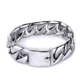 Charm Bracelets European And American Fashion Titanium Steel Thin 20Mm Cuban Chain Bracelet Mens Jewelry Stainless Drop Delivery Otela