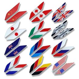 2pcs Aluminium Alloy Flag Car Body Fender Stickers Decal For BMW Mercedes VW Honda Toyota Mini Cooper Jeep Decoration Accessories