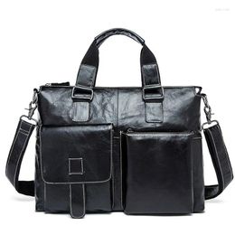 Briefcases Male 14 Laptop Bags Messenger Bag For Men Leather Briefcase Lawyer Business Men's Genuine