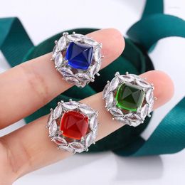 Cluster Rings S925 Sterling Silver Pure Ruby Ring For Women Fine Anillos De Wedding Bands Natural Red Gemstone Jewellry Females