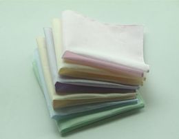 20pcs Solid Color Hankerchiefs 100 Cotton Handkerchiefs Women Men 28cm 28cm Pocket Square Wedding Plain Diy Print Draw Hankies7698557