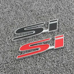 Car Stickers 3D Metal Letters For Car Si Trunk Sticker Front Grill Honda Civic Si Emblem FA5 2011 2007 Coupe 2010 2014 2015 Accessories