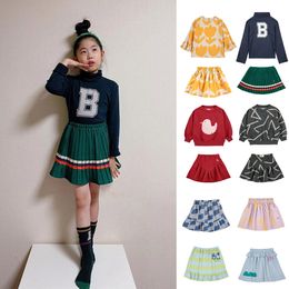 Autumn Bobo Children Set Girl Causal Hoodie Tops And Skirts Suit Baby Girl Cotton Skirt Korean Style Kids Printing Baby Clothes 240108