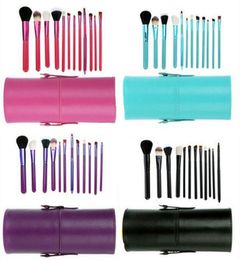 12pcs Makeup Brush SetCup Holder Professional Cosmetic Brushes set With Cylinder Cup Holder DHL JJD22137002147