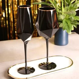 Wine Glasses Hot Selling Pure Black Crystal Gold Edged Glass Red Wine Glass Goblet Minimalist Temperament Wine Glass Bar Table Cup Placement YQ240105