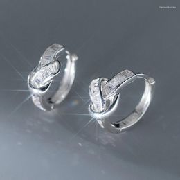 Hoop Earrings Simple Zircon Knotted Women's 925 Sterling Silver Round Fashionable Fine Jewelry Party Favors