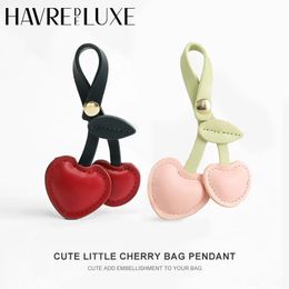Bag Charm Accessories Handbag Pendant Cherry Creative Cherry Keychain Schoolbag Love Heart Leather Handbag Accessories 240109