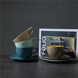 Mugs Vintage Ceramic Coffee Cup Saucer Modern Art Espresso Cup Couple Gift Office Mug Fine Tea Mug Friend Gift Home Decoration Nordic YQ240110