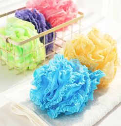 High Quality Lace Mesh Pouffe Sponge Bathing Spa Handle Body Shower Scrubber Ball Colourful Bath Brushes Sponges4784325