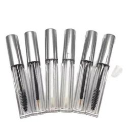 Clear Plastic Tube 3ml Cosmetic Eyelash Packaging Eyeline Refillable Container Lipgloss Tube Shiny Silver Lid Matte Silver Lid With Plug Portable Empty Bottles