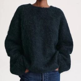 Women's Sweaters Women Autumn And Winter Alpaca Round Neck Solid Colour Long-sleeved Sweater