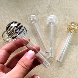 Cheap Colourful Donut Pyrex Glass Oil burner transparent Oil tube Glass Straight pipes Oil Burning Pipe for smoking pipes LL