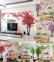 Acrylic Wallpaper Acrylic Wall Decal 12M 3 Colour Bird 3D Tree TV Background Mural Home Decor Wall Stickers Fashion Art8393586