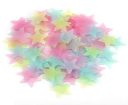Kids Bedroom Fluorescent Glow In The Dark Stars Wall Stickers Luminous sticker color 100pcspack whole 3386780