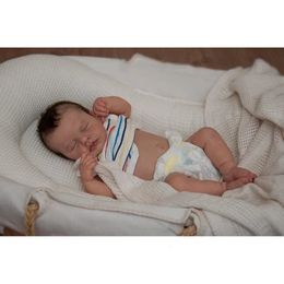 NPK 45CM Loulou born Baby Doll Reborn Asleep Soft Cuddly Body Lifelike 3D Skin with Visible Veins High Quality Handmade Doll 240108