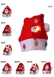 Glow Christmas Hat Cartoon Christmas Santa Hat Adult Kid Plush Christmas Cap Hat Snowman Antlers Light Xmas Hats Xmas Gift DBC VT16833574