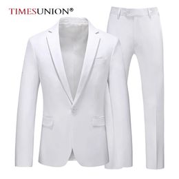 Men Suits Set Wedding Jacket and Pant Candy Colors Slim Fit Formal Business Work Stage Tuxedo Groomsman White Suit for 240108