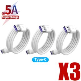 USB C 5A 6A Fast Charging Cable For Xiaomi Redmi POCO Huawei P40 Mate 30 Nova9 Honour Phone Charger Type C Charger Data Cable