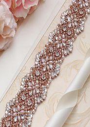 MissRDress Wedding Dress Belt Rose Gold Crystal Rhinestones Jeweled Bridal Belt For Wedding Prom Gown Belt YS8111422024