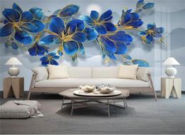 custom size 3d po wallpaper mural living room blue flowers magnolia 3d picture sofa TV backdrop wallpaper mural nonwoven wall 9922161