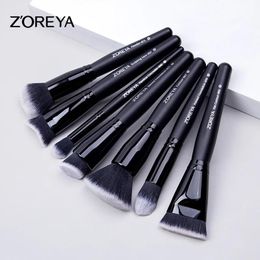 Brushes ZOREYA 7pcs Black Makeup Brushes Set Professional Eyebrow Eyelash Powder Synthetic Foundation Brushes Makeup Cosmetics Beauty