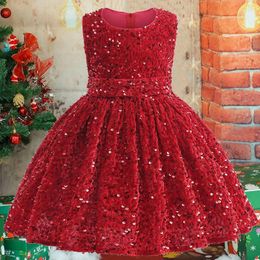 Girl Dresses Christmas Baby Girls Dress Sequin Fashion Sleeveless Little Princess Birthday Gift 1 2 3 4 5 6 Years Year Kids Clothes