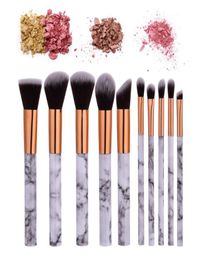 Marbling Makeup Brushes Set 10Pcs Kits Makeup Brushes Powder Foundation Concealer Eye shadow Eyebrow Lip Blending Make up Brush Be2133930